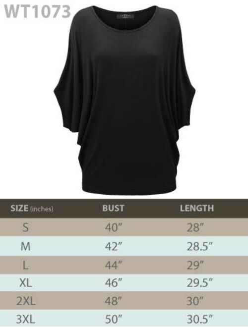 Lock and Love Women's Solid/Ombre Scoop Neck Short Sleeve Loose Blouse Batwing Dolman Top Oversize
