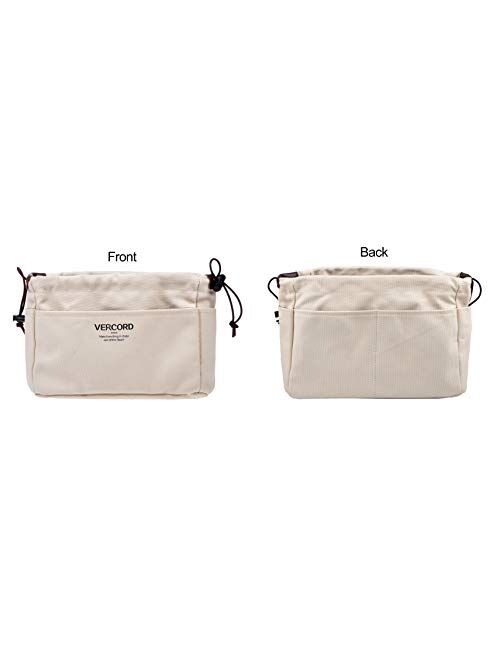 Vercord Canvas Handbag Organizers, Sturdy Purse Insert Organizer Bag in Bag, 10 Pockets 7 Colors 2 Sizes