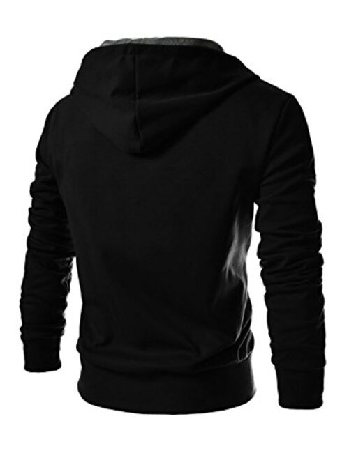 TheLees (4BS Mens Buckle Zipper Slim Hoodie Cotton Solid Short Sleeve T-Shirts