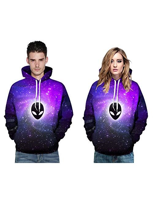 GLUDEAR Men's Novelty 3D Graphic Printed Pullover Hoodie Hooded Sweatshirt