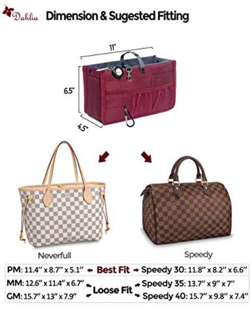 Dahlia's Patented Handbag Purse Organizer Insert - STURDY Flexible