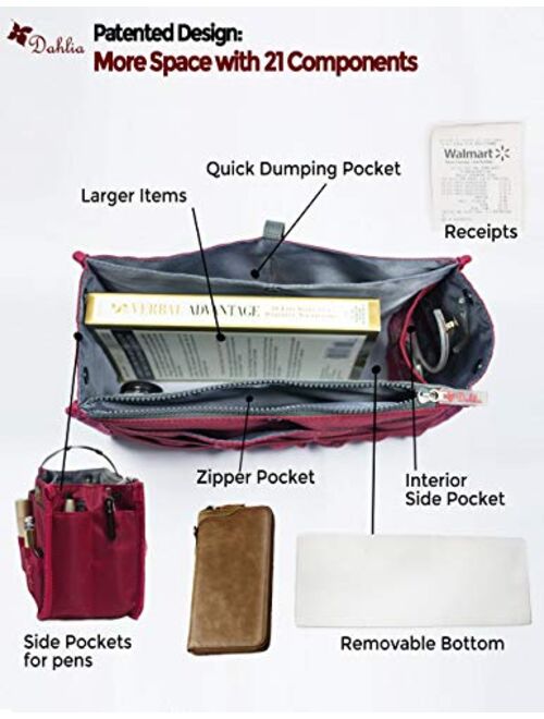 Dahlia's Patented Handbag Purse Organizer Insert - STURDY Flexible