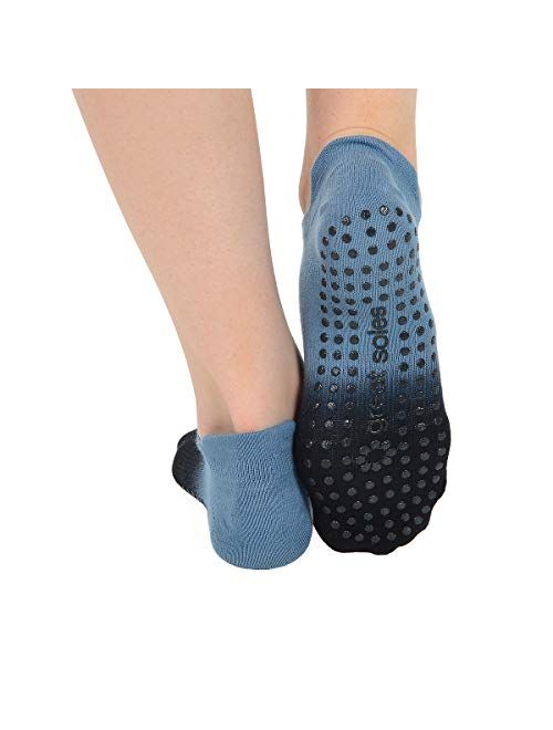 Great Soles Ombre, Sport, and Novelty Print Non Skid Socks for Women - Non Slip Grip Yoga Socks for Pilates, Barre, Ballet