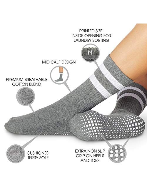 LA Active Grip Socks - Non Slip Casual Crew Socks - Ideal for Home, Indoor Yoga, and Hospital - for Men and Women
