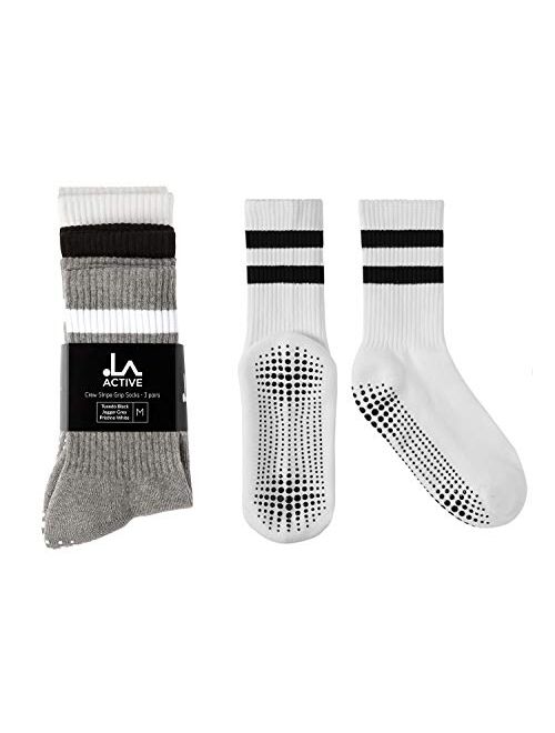LA Active Grip Socks - Non Slip Casual Crew Socks - Ideal for Home, Indoor Yoga, and Hospital - for Men and Women