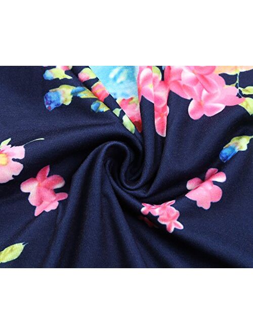 Lovezesent Women's Floral Print Round Neck Sleeveless Long Maxi Casual Dress