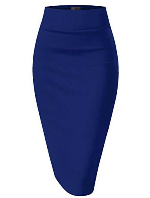 HyBrid & Company Women's Elastic Waist Stretchy Office Pencil Skirt with Beautiful Prints
