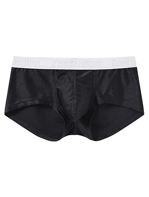 Buy ZONBAILON Men's Sexy Underwear Bulge Pouch Ice Silk Underpants Low Rise  Trunks Short Leg Boxer Briefs online