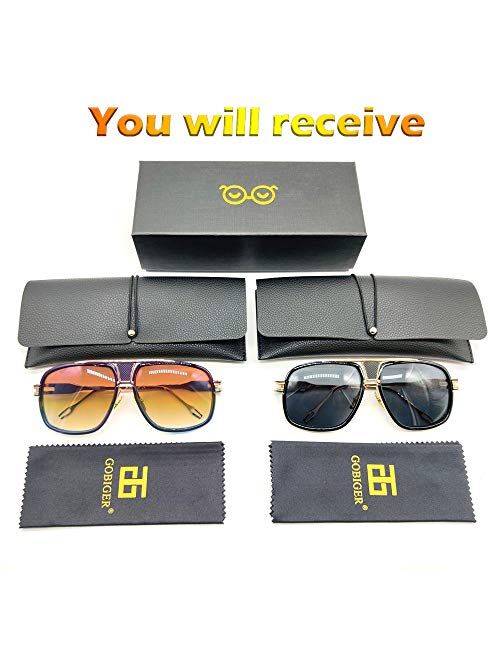 Gobiger Aviator Sunglasses for Men 100% UV Protection Goggle Alloy Frame with Case