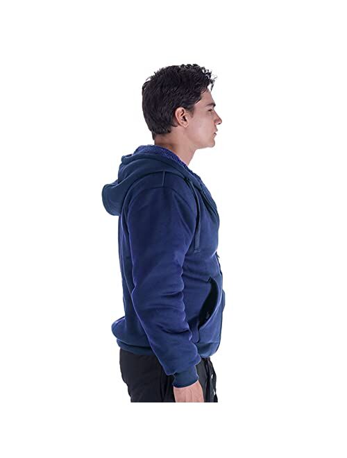 Gary Com Heavyweight Sherpa Hoodies for Men, Thick Fleece Lined Full Zip Up Winter Warm Sweatshirts Work Jackets