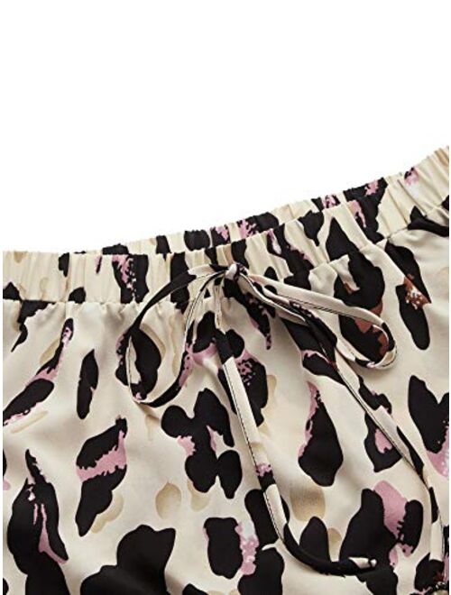 SheIn Women's Leopard Print Drawstring Waist Layer Ruffle Hem Short Skirt
