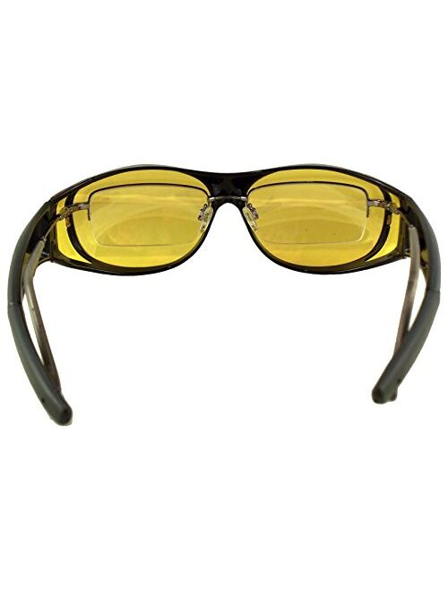 Ideal Eyewear Night Driving Wear Over Glasses Yellow Lens Fit Over Glasses