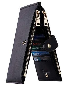 Womens Walllet RFID Blocking Bifold Multi Card Case Wallet with Zipper Pocket