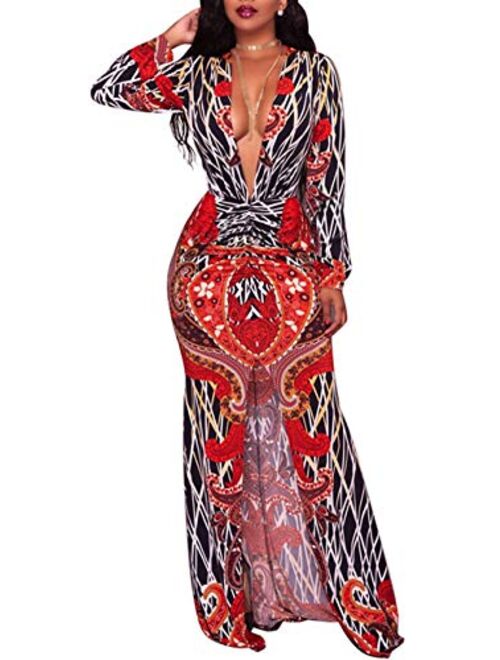 Women's Casual V-Neck Floral Bodycon Dresses Juniors Midi Dress Club Outfits with Belt