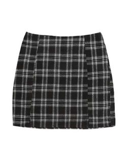 Women's Basic High Waist Bodycon Mini Plaid Uniform Skirt