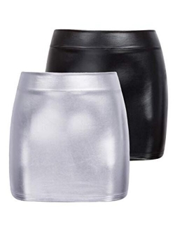 Stretchy Shiny Metallic Mini Skirt for Women Nightout Wear