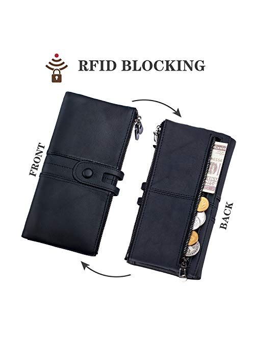 MUIIKOLA ROULENS Wallet for Women Genuine Leather Card Holder Phone Checkbook Organizer Zipper Coin Purse