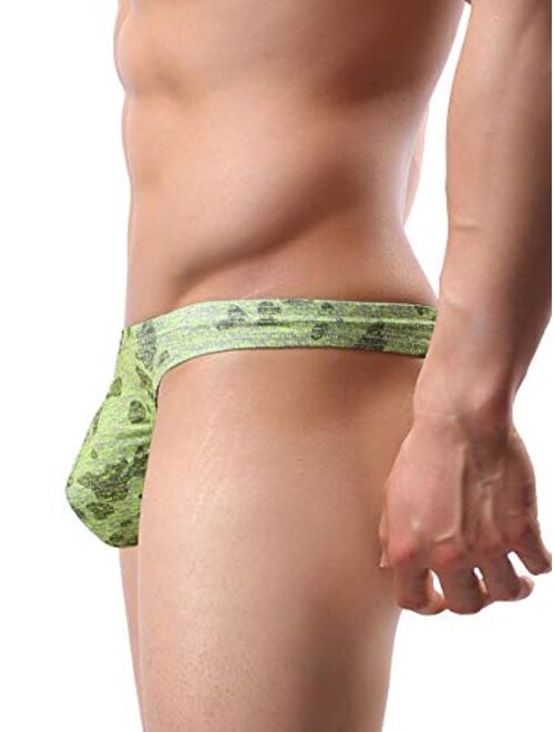 iKingsky Men's Camouflage Thong Underwear Sexy Low Rise T-Back Underwear