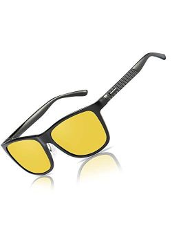 Bircen HD Night Vision Driving Anti-Glare Glasses for Men Women Al-Mg Metal Frame Rainy SafePolarized Fashion Sun glasses
