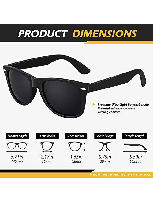 Polarized Sunglasses for Men Driving Sun glasses Shades 80's Retro Style Brand Design Square