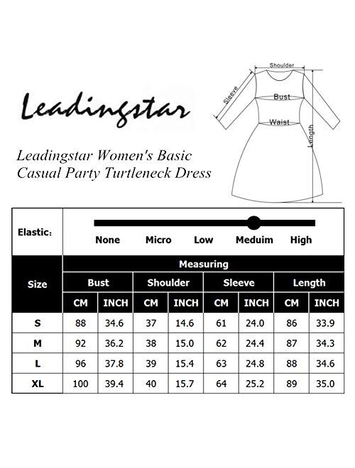 Leadingstar Women Basic Turtleneck Cotton Lace Casual Dress