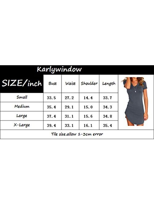 Karlywindow Women's Bodycon Dress Sexy Tight Irregular Hem Short Sleeve Mini T Shirt Dress