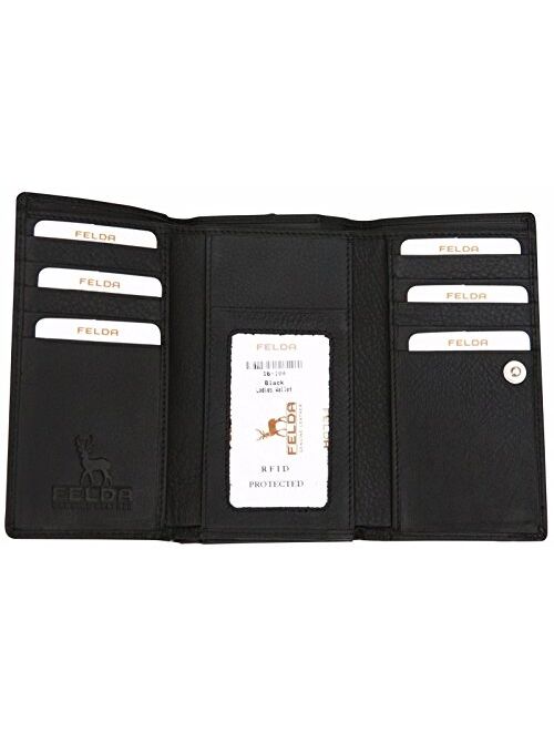 RFID Purse Genuine Leather Ladies Soft Wallet Womens Multi Colour 19 Card Slot