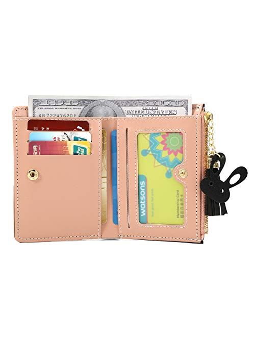 Women's Wallet, JOSEKO Small Wallet PU Multi Slots Short Card Holder Purse Wallet for Ladies Girls with Tassel Pendants