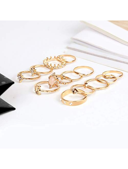 ONESING 40-69 Pcs Knuckle Rings for Women Stackable Rings Set Girls Bohemian Retro Vintage Joint Finger Rings Hollow Carved Flowers