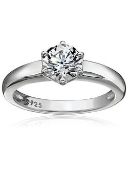 Platinum or Gold Plated Sterling Silver Round cut Solitaire ring made with Swarovski Zirconia