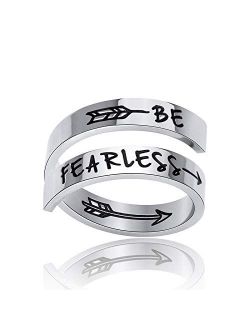 XOYOYZU Inspirational Rings for Women Statement Stainless Steel Spiral Wrap Twist Ring Encouragement Personalized Jewelry Birthday Gifts