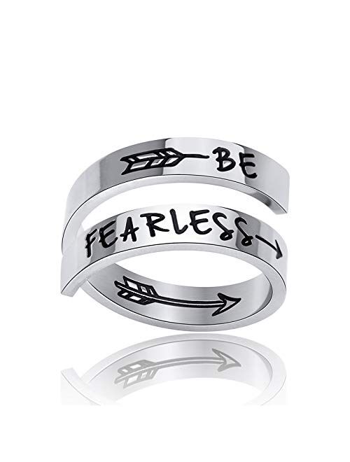 XOYOYZU Inspirational Rings for Women Statement Stainless Steel Spiral Wrap Twist Ring Encouragement Personalized Jewelry Birthday Gifts