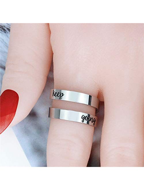 XOYOYZU Inspirational Rings for Women Statement Stainless Steel Spiral Wrap Twist Ring Encouragement Personalized Jewelry Birthday Gifts
