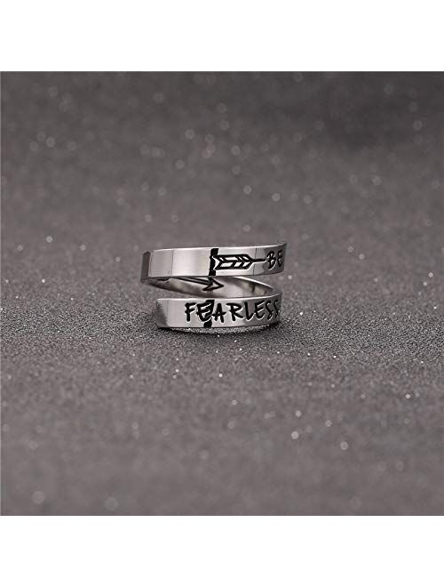 XOYOYZU Inspirational Rings for Women Statement Stainless Steel Spiral Wrap Twist Ring Encouragement Personalized Jewelry Birthday Gifts