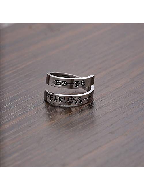 XOYOYZU Inspirational Rings for Women Statement Stainless Steel Spiral Wrap Twist Ring Encouragement Personalized Jewelry Birthday Gifts