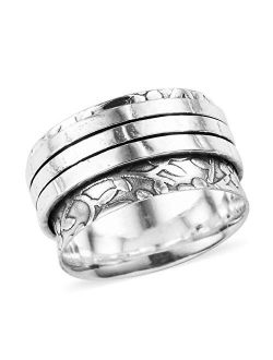 Stress Relieving Meditation Oxidized Spinner Ring 925 Sterling Silver Boho Handmade Fashion Jewelry for Women