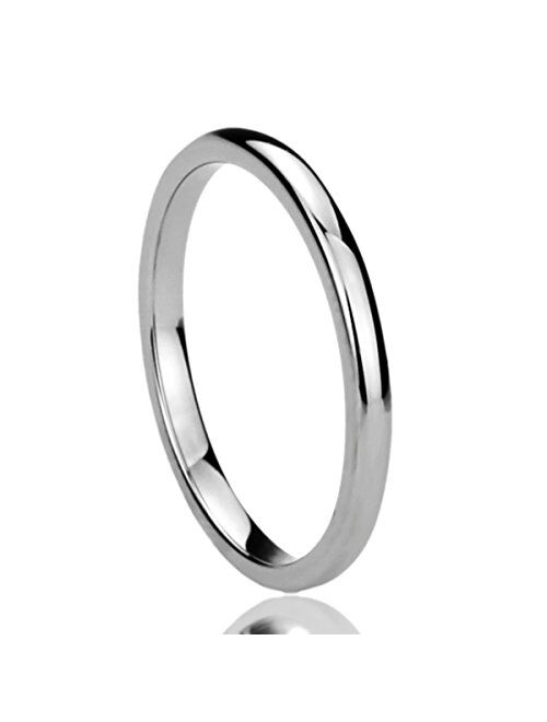 2mm 4mm 6mm 8mm Stainless Steel Silver/Gold/Black Wedding Band Ring Men Women Plain Dome Polished Classici Comfort Fit Band Ring