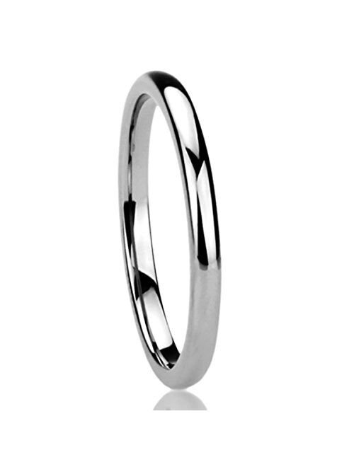 2mm 4mm 6mm 8mm Stainless Steel Silver/Gold/Black Wedding Band Ring Men Women Plain Dome Polished Classici Comfort Fit Band Ring