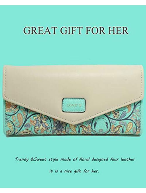SeptCity Womens Wallet Floral Leather Western Trifold Clutch Gift for Her,2021