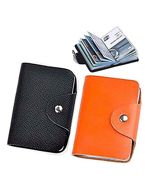 Unisex Small Leather Credit Card Holder Transparent Plastic Protector Sleeve- 2 Pack