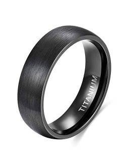 TIGRADE 4mm 6mm 8mm Titanium Ring Brushed Dome Wedding Band Comfort Fit Size 4-14.5