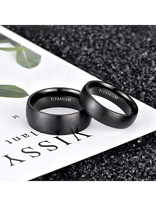 TIGRADE 4mm 6mm 8mm Titanium Ring Brushed Dome Wedding Band Comfort Fit Size 4-14.5
