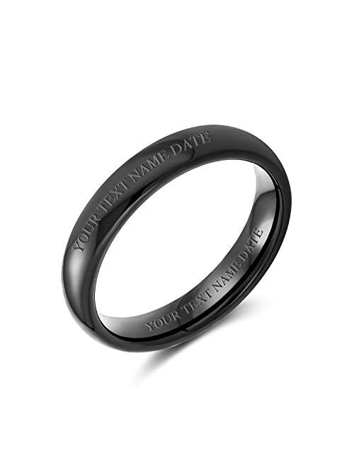 Basic Plain Simple Dome Couples Classic Black Rose Gold Plated Titanium 4MM Wedding Band Ring for Men Women Comfort Fit