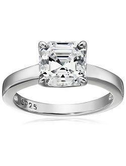 Platinum or Gold Plated Sterling Silver Fancy Shape Solitaire Ring made with Swarovski Zirconia