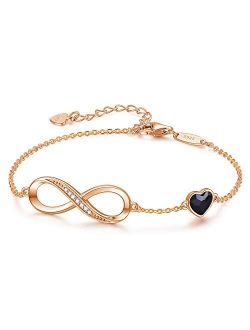 CDE Infinity Heart Symbol Charm Bracelet for Women 925 Sterling Silver Adjustable Christmas Jewelry Gift Birthday Gift for Mom Women Wife Girls Her