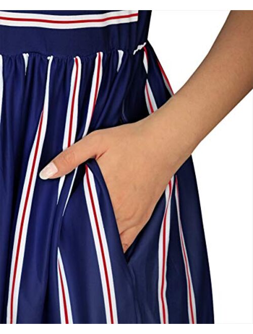 FANVOOK Women's Short Sleeve Patchwok Floral Dress Dresses with Pockets