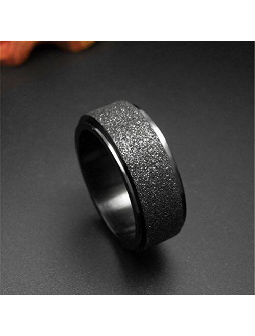 PAURO Women's & Men's Stainless Steel 6 Colors Sandblast Finish Lucky Worry Ring Band 6MM/8MM
