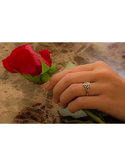 Lotus Flower Yoga High Polish Tarnish Resistant Comfort Fit Wedding Band 2mm Ring BORUO 925 Sterling Silver Ring 