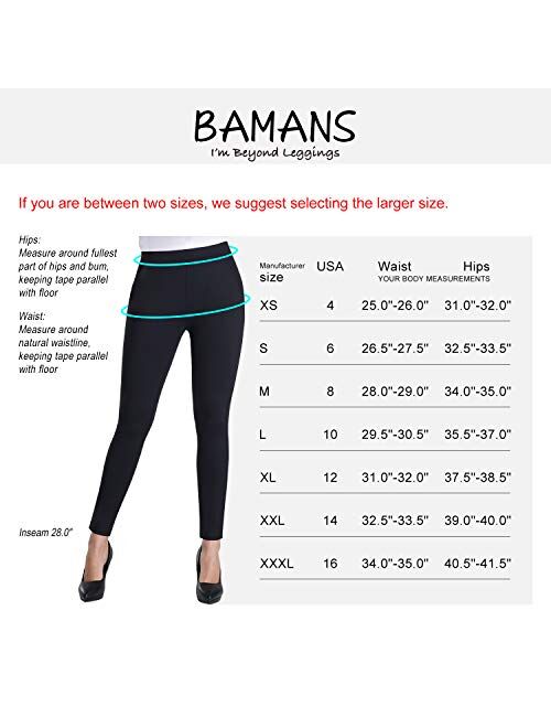 Bamans Women's Skinny Leg Work Pull on Slim Stretch Yoga Dress Pants w/Tummy Control