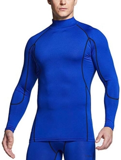 TSLA Men's Cool Dry Fit Mock Long Sleeve Compression Shirts, Athletic Workout Shirt, Active Sports Base Layer T-Shirt